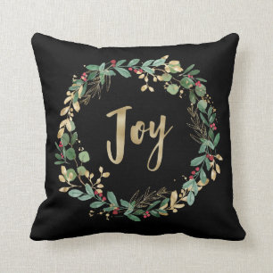 Almofada Gilded Greenery Black   Dourada Alegria de Natal