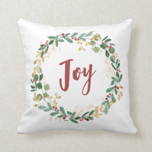 Almofada Gilded Greenery White   Dourada Alegria de Natal