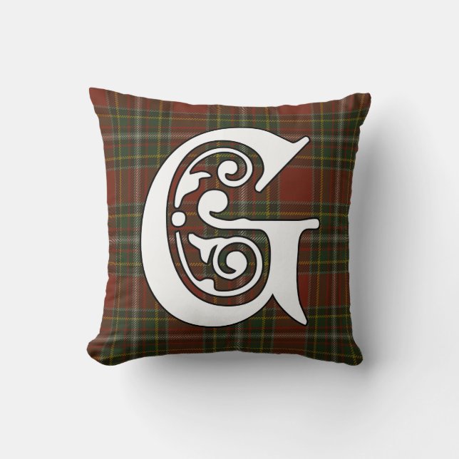 Almofada Gillespie Clan Tartan Monograma (Frente)