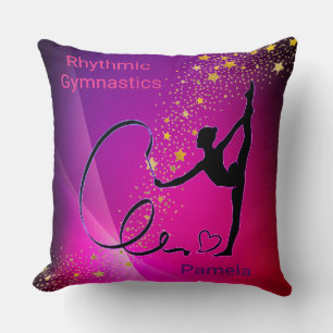 Almofada Ginástica Rítmica Estrelas Douradas Rosa e Roxo