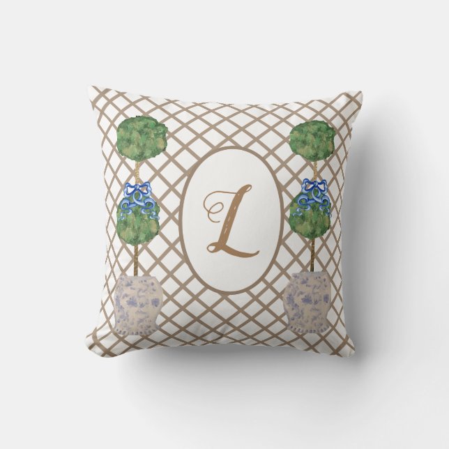 Almofada Ginger Jar Jars Topiary Cesta Verde (Frente)