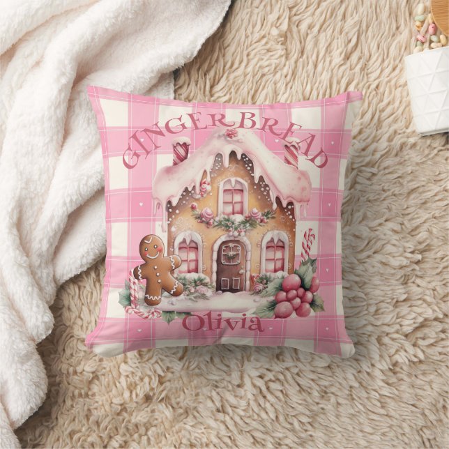 Almofada Gingerbird House Pink Verificado Personalizado (Cobertor)