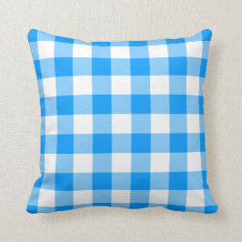 Almofada Gingham Azul Branco e Brilhante
