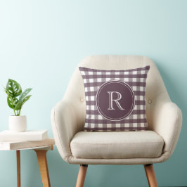 Almofada Gingham branco e roxo do gabinete