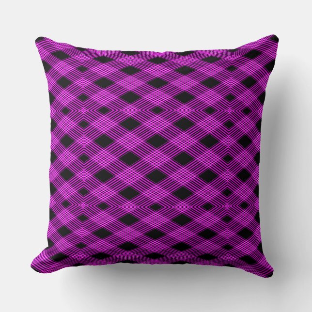 Almofada Gingham Check Purple and Black Travesseiro decorat (Frente)