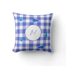 Gingham de Naval Borboleta Monograma Elegante
