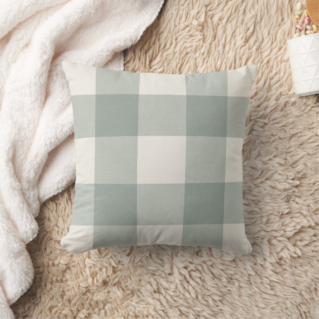 Almofada Gingham grande controla xadrez verde-luz (Cobertor)
