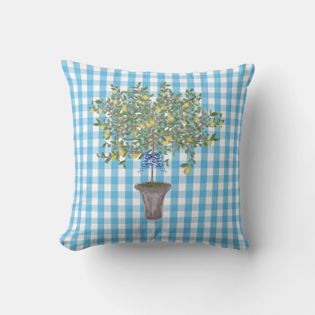Almofada Gingham Lemons Lemons Lemon Tree  (Frente)
