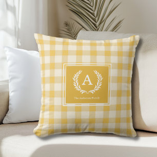 Almofada Gingham Monogramas Crest Amarelo