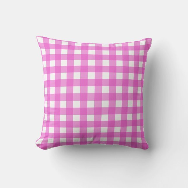 Almofada Gingham rosa (Frente)