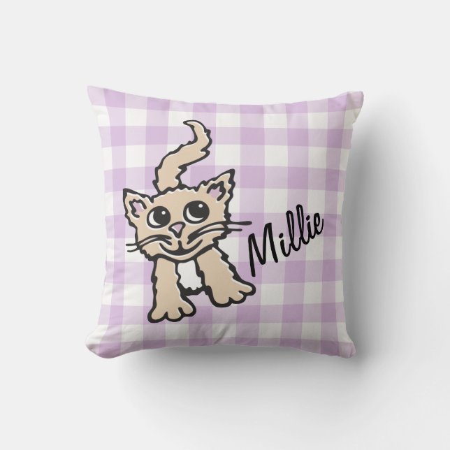 Almofada Gingham - travesseiro decorativo roxo e branco de  (Frente)