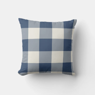 Almofada Gingham Xadrez Grande Azul Marinho