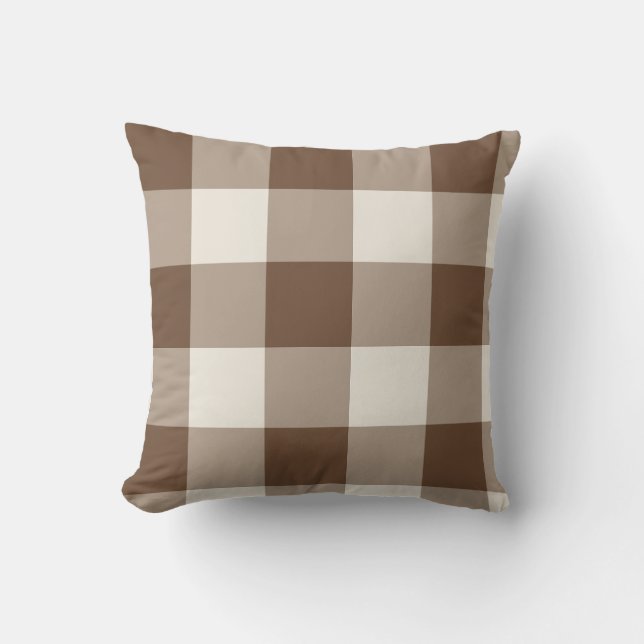 Almofada Gingham Xadrez Grande Marrom (Frente)