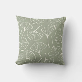 Almofada Ginkgo Leaves Japandi Neutral Botanical Sage Green