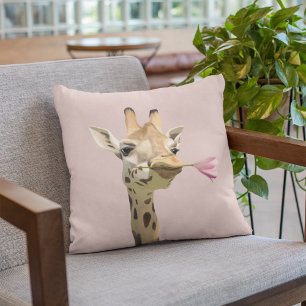 Almofada Girafa com Tulipa Rosa