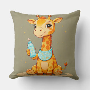 Almofada Girafa de desenho animado fofa segurando uma mamad
