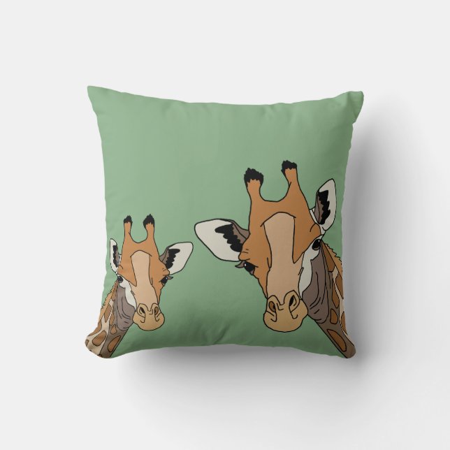 Almofada Girafa Engraçado Verde (Frente)