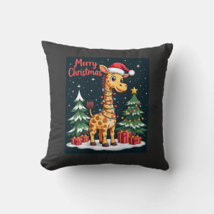 Almofada Girafa Feliz Árvore de Natal Iluminação Papai Noel