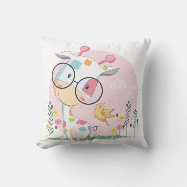 Almofada Girafa feliz do bebê (Frente)