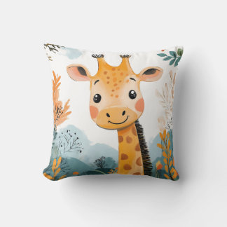 Almofada Girafa Fofa Aquarela Ilustração Infantil Berçário 