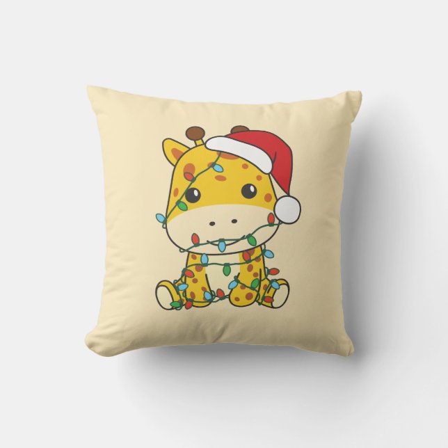 Almofada Girafas de Natal Girafas Feriam Animais de inverno (Frente)