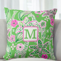 Girafas Elegantes Monograma Lily / Floral Verde Ro
