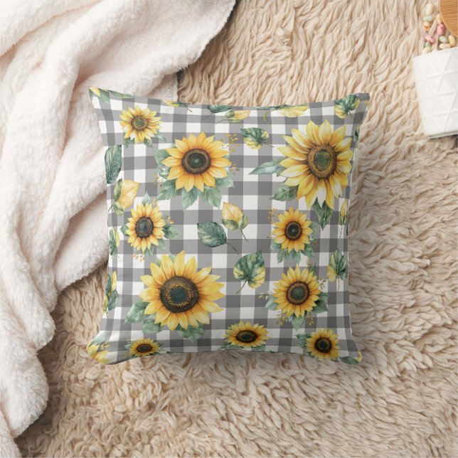 Almofada Girasol e Xadrez Casa de Campo Rústica (Cobertor)