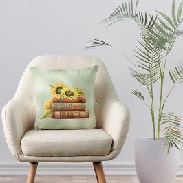 Almofada Girassóis Amarelos Livros Aquarela