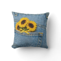 Girassóis Amarelos no Bolso de Jeans Azul