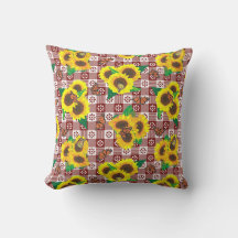 Girassóis Borboletas Vermelhas Gingham