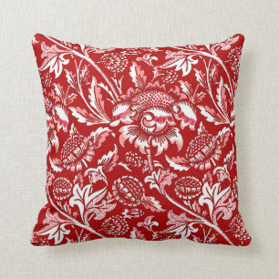 Almofada Girassóis de William Morris, vermelho escuro e
