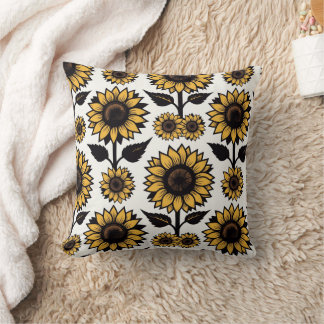 Almofada Girassóis Gráficos em Amarelo e Preto