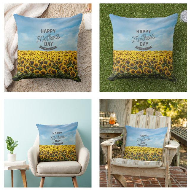 Almofada Girassóis Na moda Elegante Melhor Mãe Alguma Vez F (Sunflowers Stylish Elegant Best Mom Ever Floral pillows)