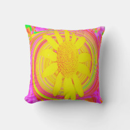 Almofada Girassol Amarelo em espiral psicodélica