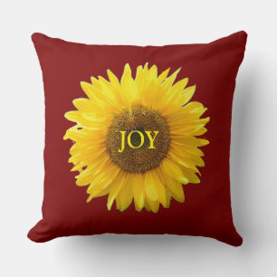 Almofada Girassol Amarelo Moderno sobre Vermelho Carmesim