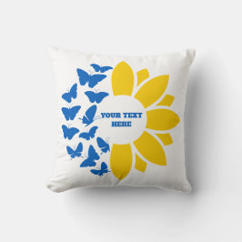 Almofada Girassol azul/amarelo. Custom Text. Personalizável