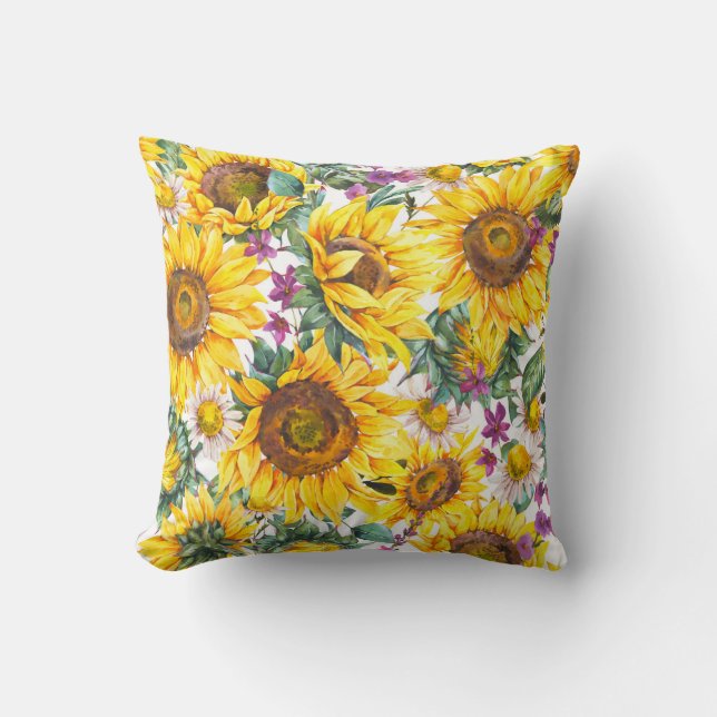 Almofada Girassol: Bloom Amarelo de Verão. (Frente)
