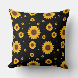 Almofada Girassol com fundo preto