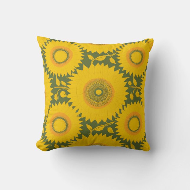 Almofada Girassol - Desenho Floral Amarelo (Frente)