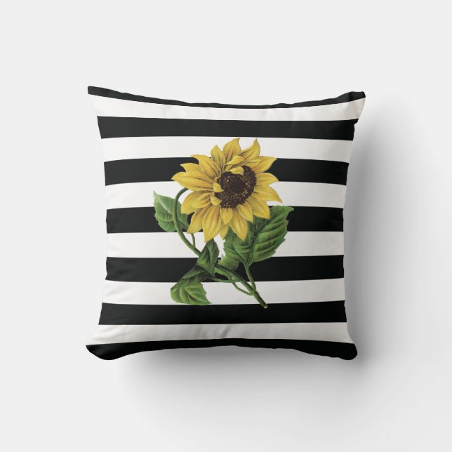 Almofada Girassol em Travesseiro decorativo de Black and Wh (Frente)