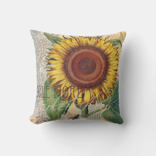 Almofada Girassol Vintage Damask Flower Art