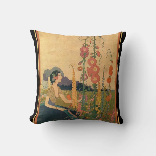 Almofada "Girl in a Flower Garden", Travesseiro decorativo  (Frente)