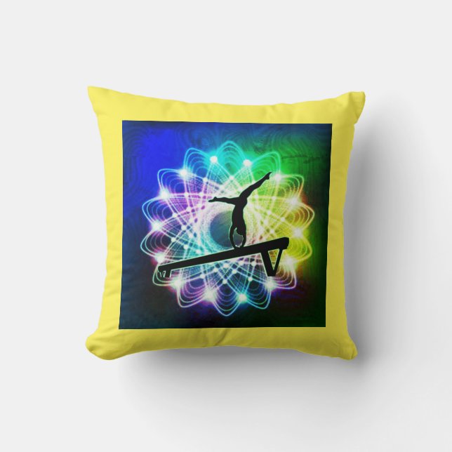 Almofada Girls Gymnastics Equilibra Beam Travesseiro de Nom (Frente)