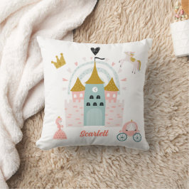 Almofada Girls Pink Cute Princess Castle Personalizado Name
