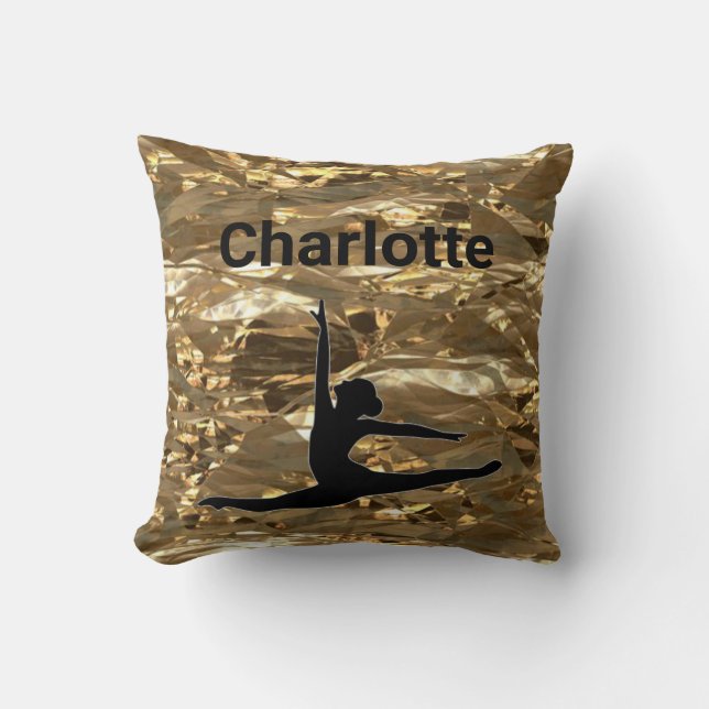Almofada Girls Xcel Dourada Gymnastics Nome/Ano Personaliza (Frente)