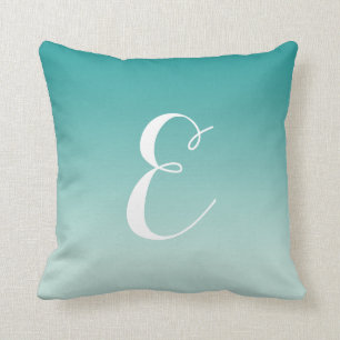 Almofada Girly Modern Teal Aqua Ombre Monograma Personaliza