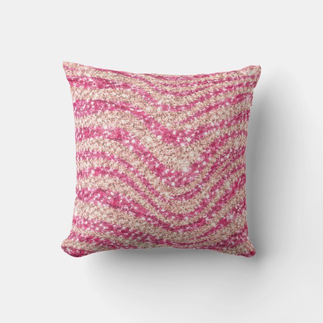 Almofada Girly Pink Blush Glitter Zebra Pattern             (Frente)