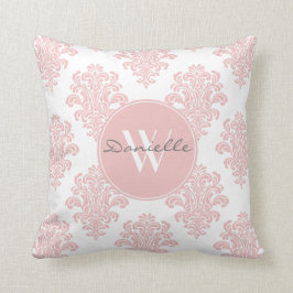 Almofada Girly Pink Damask Monograma