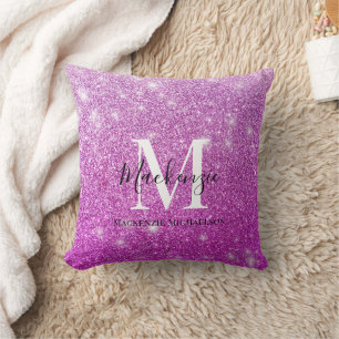 Almofada Girly Pink Ombre Glitter Monographic Name
