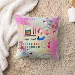 Almofada Girly Pinks Teenager Makeup Flower Personalize